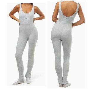 WeWoreWhat Grey Henley Flare Jumpsuit Size Large NWT